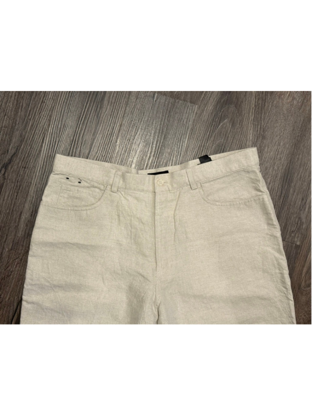 Vtg Y2K Claiborne Mens Linen Cotton Blend Pants Beige Straight Leg Sz 36x32 - Picture 2 of 7
